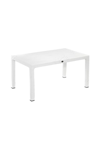 Novussi Liverno Rattan BEYAZ Masa Takımı 90*150 Camlı Masa 6 Adet Beyaz