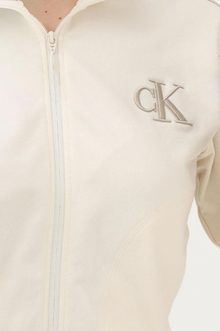 Calvin Klein Uzun Kollu Esnek Havlu Kumaş Tam Fermuarlı Eşofman Üstü Kadın Beyaz Ceket Lv047e226g-ya-12762 Beyaz