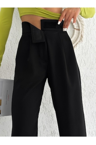 Lavajeans Cırt Cırtlı Bol Paça Plazzo Pantolon Siyah Bej