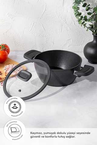 Emsan Diamente Derin Tencere 20 Cm Siyah