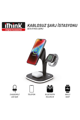 Kablosuz Şarj İstasyonu Hızlı Şarj Katlanabilir Ym-ud20 Siyah