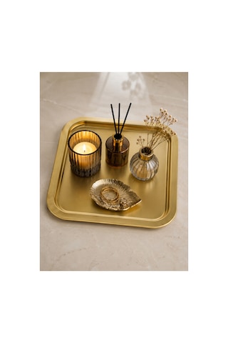 Dekoratif Metal Tepsi Gold Renk Modern Sunum Tepsisi Diğer
