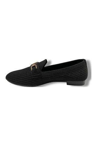 C-shoes 3106-25 Triko T Taşlı Toka Kadın Babet Sıyah