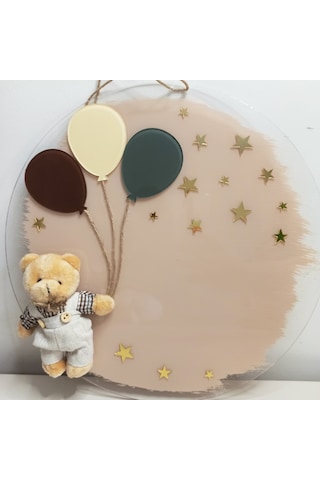 Kişiye Özel İsimli Ayıcıklı Erkek Bebek Kapı Süsü