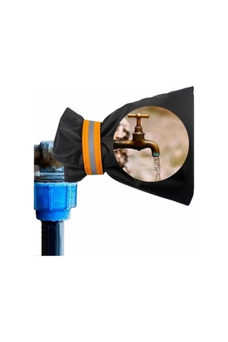 Qingmipy Kışlık Dışarıdaki Muslukları Koruma Kılıfı, Oxford Kumaş, Isı Yalıtımı, Reflektif Siyah, 26x64 Cm