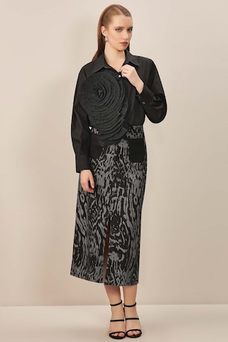 Evaze Çok Renkli Baskılı Etek Çok Renkli