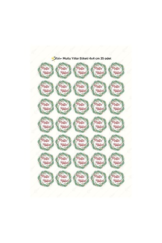 Mutlı Yıllar Sticker 4x4 Cm 35 Adet - Suya Dayanıklı Yeni Yıl Yılbaşı Sticker