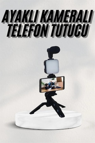 Telefon Tutucu Led Işıklı Kumandalı Mikrofon Telefon Vlog Video Kayıt Diğer