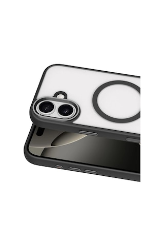 Joko - 109 - Apple iPhone Uyumlu 16 Terea Magsafe Kapak - Csmo-tex - - Siyah Sıyah