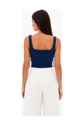 Neden Tekstil Mavi Aura Askılı Crop Bluz - Saks Mavisi