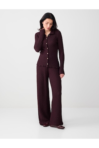 Jimmy Key Bordo Bol Kesim Dokulu Örme Pantolon 6sw185731562