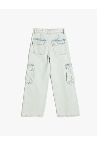 Koton Geniş Paça Cepli Kargo Kot Pantolon Lıght Indıgo 5skg40058ad Açık Mavi