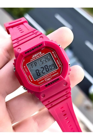 Joefox G-shock Kasa Kırmızı Digital 5 ATM Spor Kol Saati J-gs12