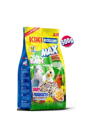 KIKI Excellent Kuş Max Menu Baby Parekets Yavru Paraket Kuşu Yemi 500 Gr. KB304
