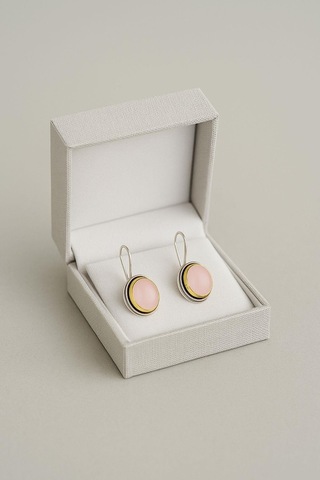 Sarma Serisi Pembe Kuvars Taşlı El İşi Kadın Otantik Gümüş Küpe Gümüş