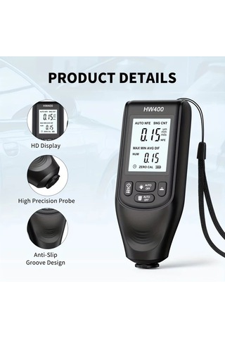 Honeybeeshop Anjkflur Hw400 Beyaz Dijital Araç Boya Kalınlık Ölçer Otomatik 0 2000um Hassas Ölçüm Aleti Oto Kaporta İnceleme