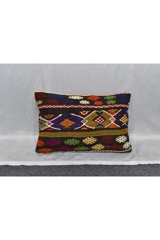 Zehra Abla Halı Yeni El Dokuma Dekoratif Kilim Kırlent Yastık Kılıfı 6685 Çok Renkli