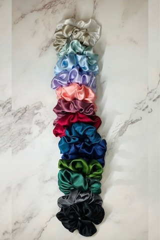 Saten Toka 5 Adet Karışık Renk Saten Simit Toka Scrunchies Karışık Renkli