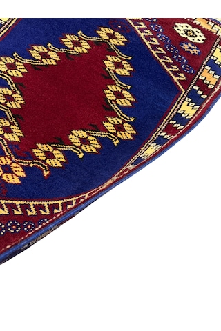 El Dokuma Kız Bergama Halısı 69x94 Kök Boya Lacivert Bordo %100 Yün Halı