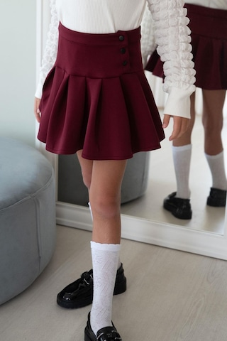 Breeze Kız Çocuk Mini Etek Pileli Çıtçıt Detaylı 7-12 Yaş, Bordo Bordo