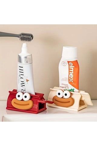 Elmpaly Beyaz Renkli Sevimli Ağız Tasarımlı Manuel Diş Macunu Sıkacağı Kolay Kullanım 1