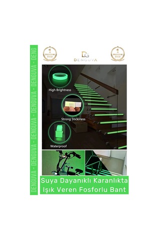 Reflektörbant 4 Metre Yeşil Fosforlu Fotolümen Işıldayan İkaz Kendinden Yapışkanlı Reflektör Bant