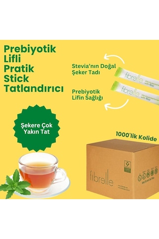 Fibrelle Prebiyotik Lifli Stevia Stick Toz Tatlandırıcı 1000 x 5 G