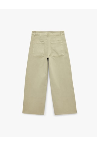 Koton Cepli Rahat Kalıp Kesik Paça Yüksek Bel Jean Pantolon - Culoette Jean Haki 7wal40002mw