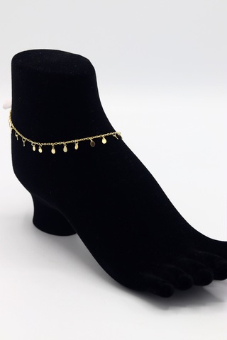 Damla Pullu Model Gold Renk 925 Ayar Gümüş Kadın Halhal 201025735 Altın