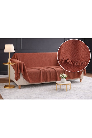 %100 Pamuk Kaymaz & Terletmez & Saçaklı & Yumuşak Koltuk Örtüsü-tek Ve Çift Kişilik Koltuklar İçin- 170 X 200 Cm Kiremit