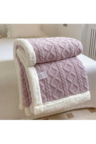 Flybuy Yumuşak Mor Kuzu Kadife Kalın Düz Çift Battaniye Sade 200x150 Cm Hqgoodstore Ev Mor