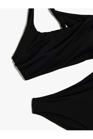 Koton Tek Omuz Mayokini Asimetrik Drape Detaylı Siyah 4sak20156mm Siyah