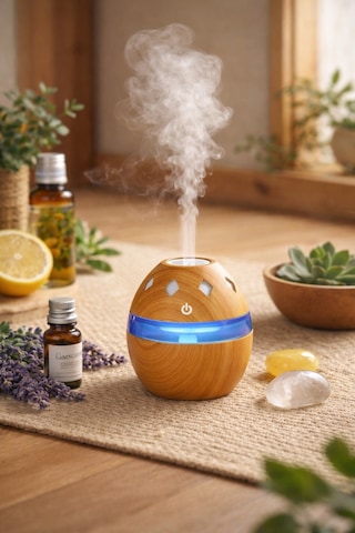 300 Ml Ahşap Tasarımlı Ultrasonik Hava Nemlendirici Aromaterapi Difüzör Rgb Işıklı Sessiz