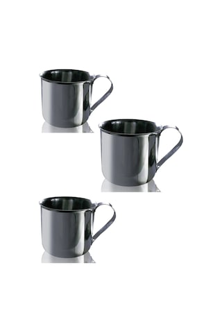 3 Adet Metal Kupa Bardak Piknik Kamp Bardağı Kupası 9 Cm 300 Ml Gümüş