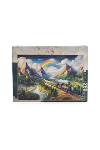 260 Parça Renkli Tren Ve Dağ Manzaralı 48 X 34 Cm Boyutunda Puzzle Keyifli Hobi Deneyimi