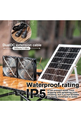 Motion003 1 Adet Güneş Fan Kiti 2 Adet Fan İle Güneş Paneli Tavuk Kümesi Fanı Seralar Evcil Hayvan Evleri İçin