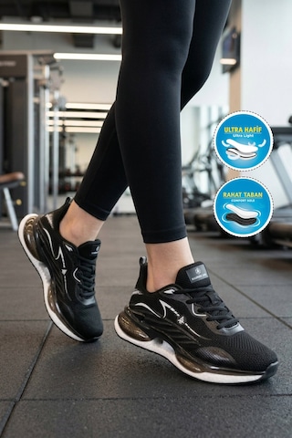 Hammer Jack Siyah Beyaz Fileli Hafif Esnek Unisex Spor Ayakkabı 101 25087-g Siyah - Beyaz
