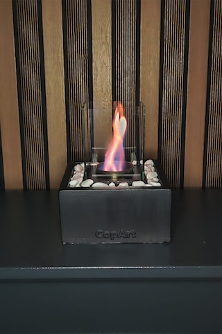 Quadrata Siyah Biyoetanol Masaüstü Şömine - 1 Lt Yakıt Ve Dekoratif Taş Hediye