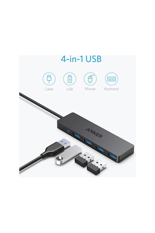 Anker Ultra Slim 4 Port Usb 3.0 Data Hub 40 Cm Siyah A7516