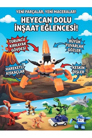 Sürpriz Yumurta 3'lü Set Dinozor Ve Araç Figürlü Yapı Blokları Eğitici Öğretici Parçalı Oyuncak