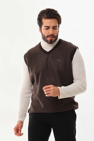 Pelikan Erkek V Yaka Desenli Süveter 7612 Kahverengi