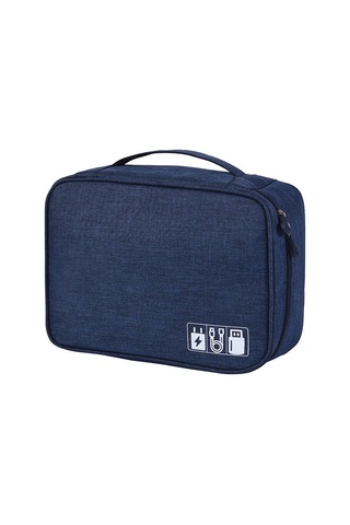 Yifomall Büyük Boy Lacivert Dijital Alet Çantası - Korumalı Katlanabilir Kabloları Ve Elektronik Aletleri Saklamak İçin Multifonksiyonel Poliester Çanta Lacivert