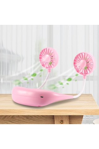 Tenfowee Siyah Boya 3.7v Boyun Tipi Mini Fan, 3 Seviye Hız Ayarı, Renkli Led Işık, 7 Kanatlı, Usb Şarjlı, 2x1500mah Pil Siyah