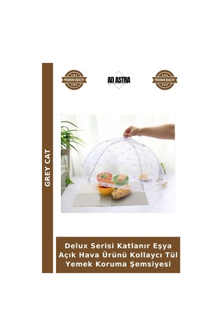 Delux Serisi Katlanır Eşya Açık Hava Ürünü Kollaycı Tül Yemek Koruma Şemsiyesi Çok Renkli