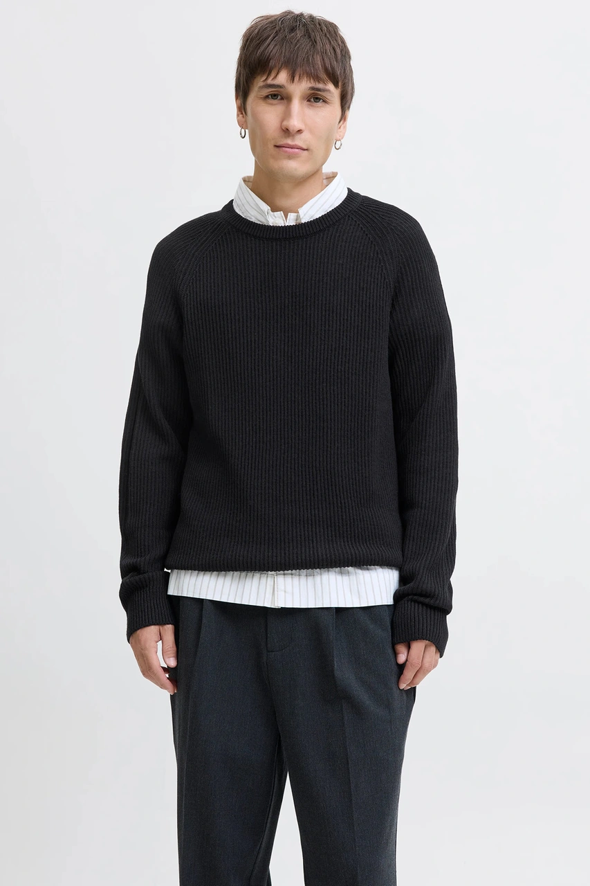 Jack & Jones Erkek Kazak 12278916 Siyah Siyah