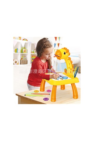 Kangvka Küçük Çocuklar İçin Renkli Fenerli Projeksiyon Çizim Tahtası - Giraffe Pembe, Çok Fonksiyonlu Işıklı Yazma Ve Resim Paneli Çok Renkli