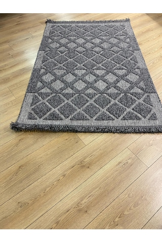 Çam Halı Enti Halı Togo 7512 Antrasit Geometrik Desenli Makine Halısı