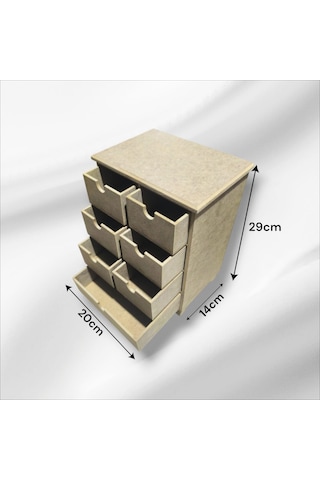 Ahşap Boyanabilir 7 Çekmeceli Çok Amaçlı Organizer Kutu