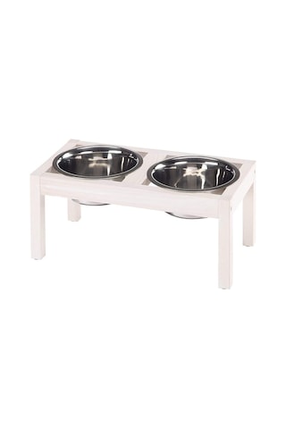 Ferplast Desco Wood 07 Standlı İkili Çelik Köpek Mama ve Su Kabı 2 x 5600 ML