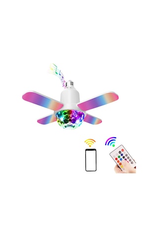 Neevoyu Rgb Renkli Mini Bluetooth Projeksiyon Müzik Lambası, 24w E26/e27 Uyumlu Dört Yaprak Işık Diğer